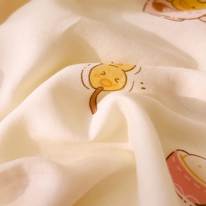 91家纺网 家纺一手货源 找家纺 DoDo 兜兜 2026新款全棉双层纱印花单床单（可定做尺寸） 奇奇鸭