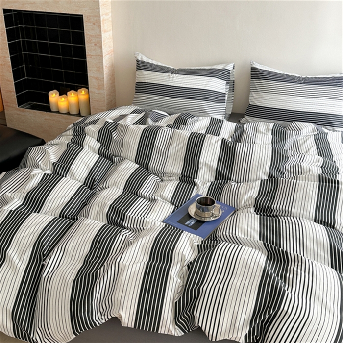 91家纺网 家纺一手货源 找家纺 金丝鸟家纺 2025新款全棉斜纹印花条纹系列四件套及单品 数往