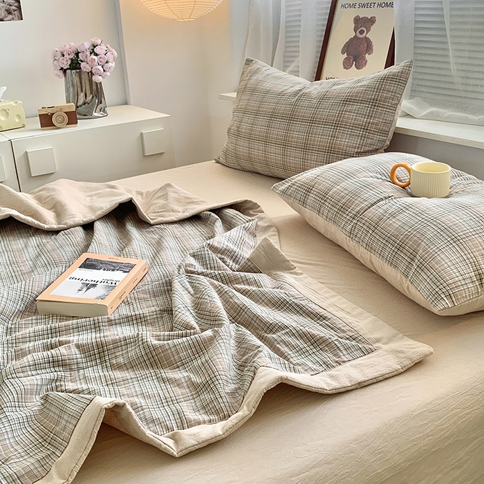 91家纺网 家纺一手货源 找家纺 水洗的故事 2025新款全棉色织水洗棉棉花夏被被子被芯 仙米格