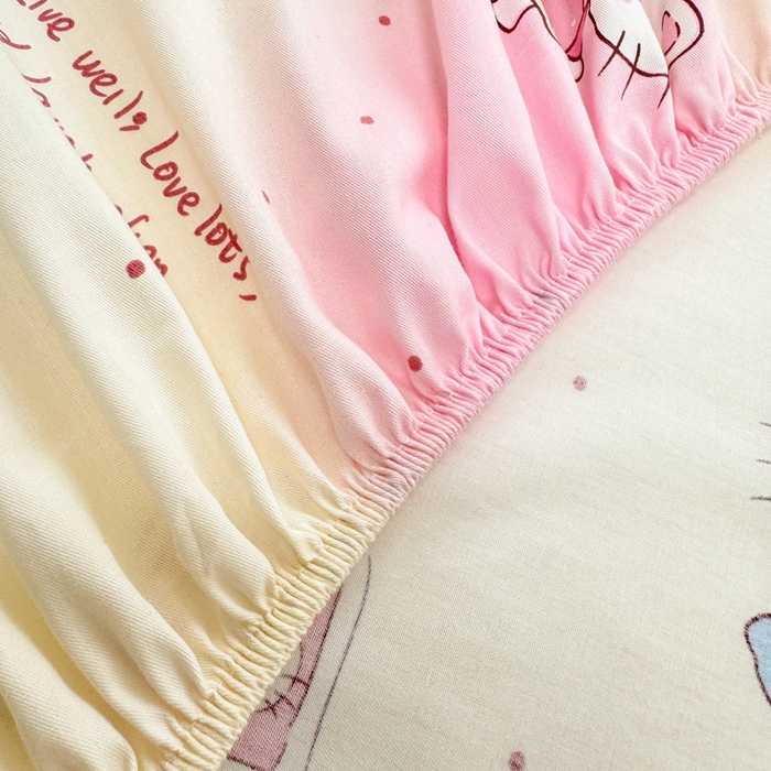 91家纺网 家纺一手货源 找家纺 吉象家纺 2025新款高支密全棉印花单品系列-单床笠 甜喵