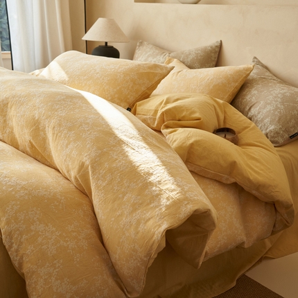 91家纺网 家纺一手货源 找家纺 （总）2025新款纯棉水洗棉三层纱繁花提花四件套