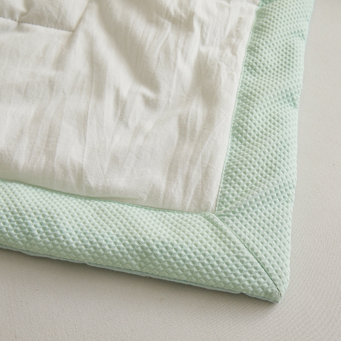 91家纺网 家纺一手货源 找家纺 熙宴家纺 2025新款水洗棉100%新疆棉花夏被-棉白 棉白+绿