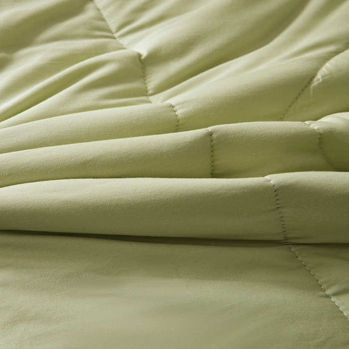 91家纺网 家纺一手货源 找家纺 熙宴家纺 2025新款纯色里外全棉夏被四件套 果绿+墨绿