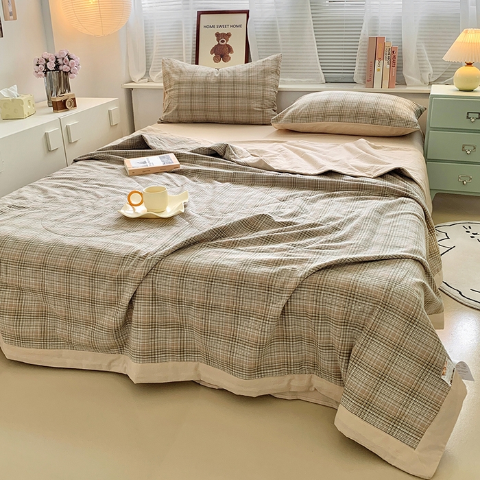 91家纺网 家纺一手货源 找家纺 水洗的故事 2025新款全棉色织水洗棉棉花夏被被子被芯 仙米格