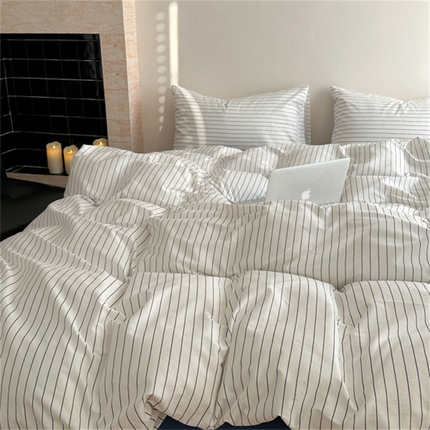 91家纺网 家纺一手货源 找家纺 （总）金丝鸟家纺 2025新款全棉斜纹印花条纹系列四件套及单品