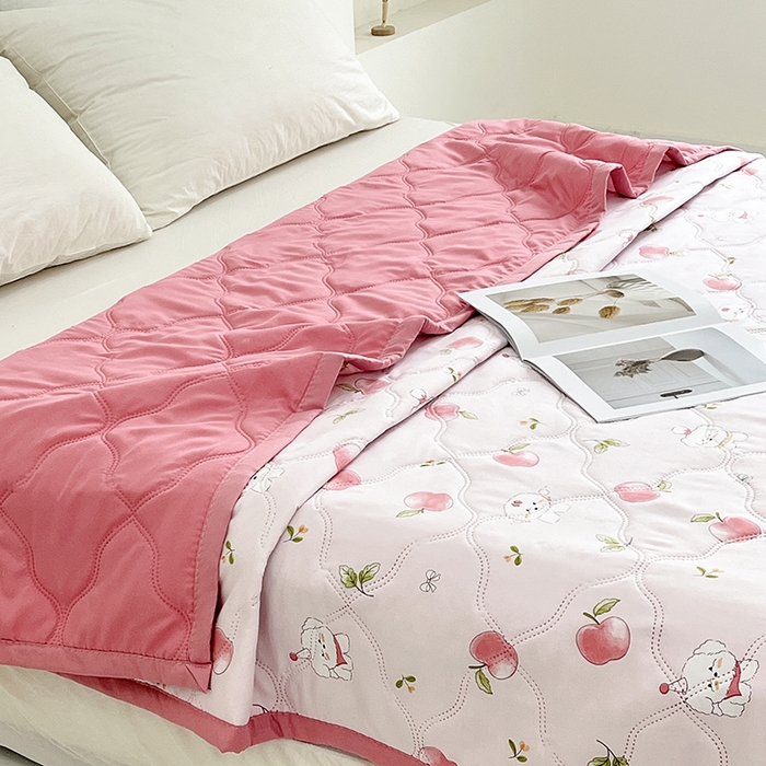 91家纺网 家纺一手货源 找家纺 诗雅纺织 2025新款超柔水洗棉夏凉被空调被 苹果狗狗