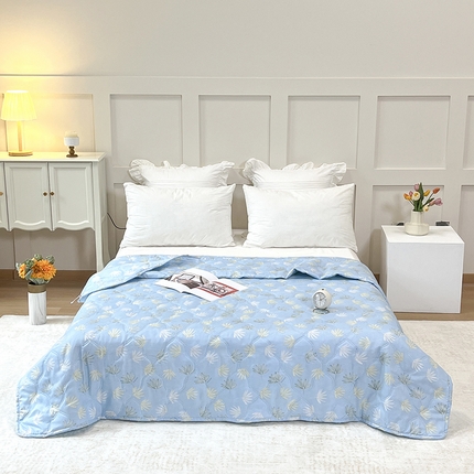 91家纺网 家纺一手货源 找家纺 诗雅纺织 2025新款亲肤柔软钻石绒夏被空调被 蒲扇叶