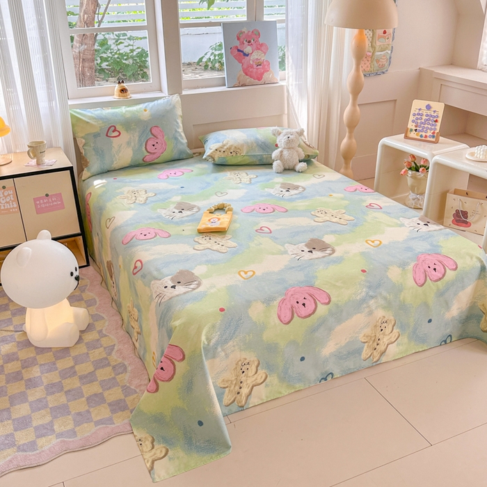 91家纺网 家纺一手货源 找家纺 吉象家纺 2025新款高支密全棉印花单品系列-单床单 蜡笔画