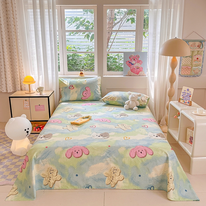 91家纺网 家纺一手货源 找家纺 吉象家纺 2025新款高支密全棉印花单品系列-单床单 蜡笔画