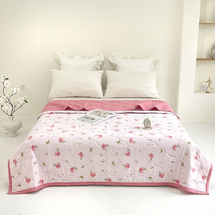 诗雅纺织 2025新款超柔水洗棉夏凉被空调被 苹果狗狗