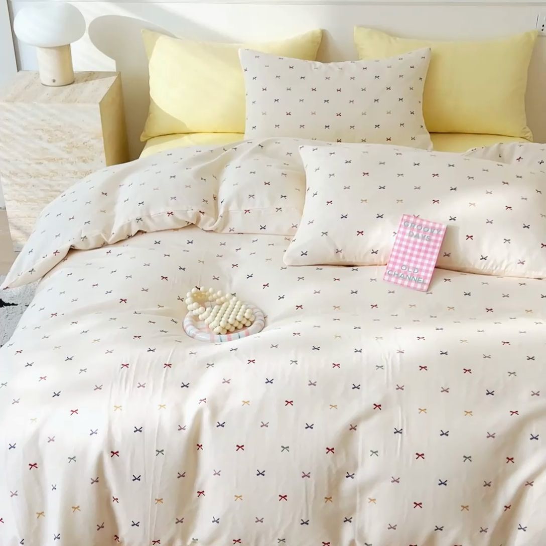 91家纺网 家纺一手货源 找家纺 DoDo 兜兜 2026新款全棉双层纱印花四件套（可定做尺寸） 彩蝶