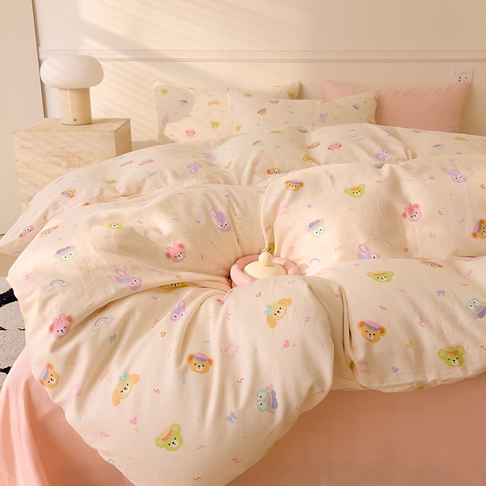 91家纺网 家纺一手货源 找家纺 DoDo 兜兜 2025新款全棉双层纱印花四件套（可定做尺寸） 梦想家