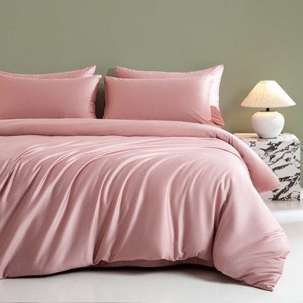 91家纺网 家纺一手货源 找家纺 （总）憨豆家纺 2025新款全棉长绒棉四件套纯色贡缎纯棉被套床笠款三件套