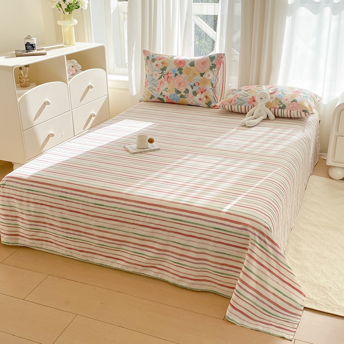 91家纺网 家纺一手货源 找家纺 宜家坊 2025早春新品全棉纯棉喷气13070小清新印花纯棉四件套-风格二 满溪