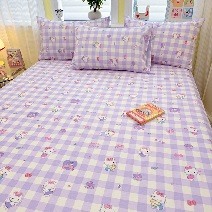 91家纺网 家纺一手货源 找家纺 吉象家纺 2025新款高支密全棉印花单品系列-单床单 糖果猫