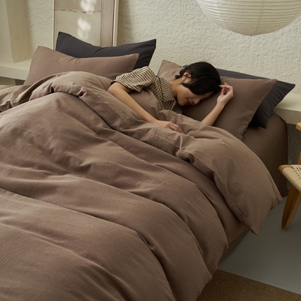 2025新款纯棉水洗棉三层肌理纹提花四件套 肌理纹四件套-中灰