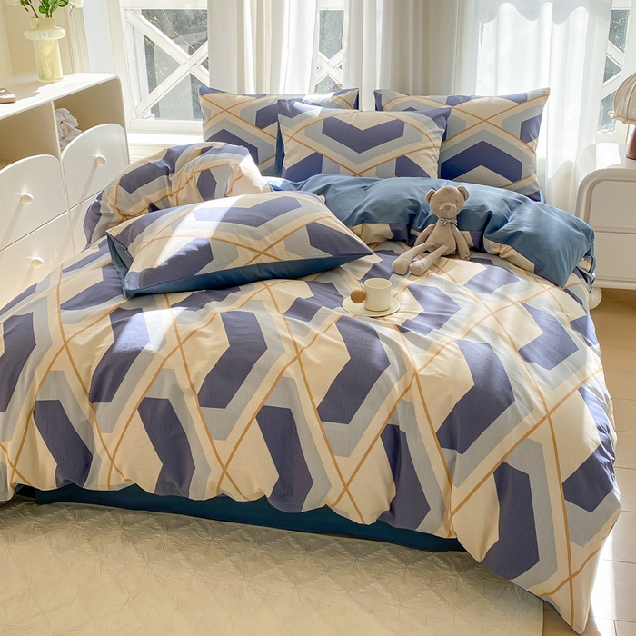 91家纺网 家纺一手货源 找家纺 宜家坊 2025早春新品全棉纯棉喷气13070小清新印花纯棉四件套-风格二 克洛伊