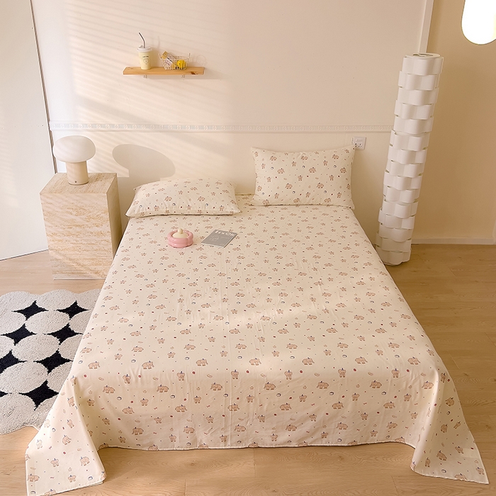 91家纺网 家纺一手货源 找家纺 DoDo 兜兜 2026新款全棉双层纱印花单床单（可定做尺寸） 可爱小象