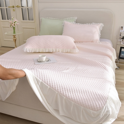 91家纺网 家纺一手货源 找家纺 （总）赛丽雅 2025爆款A类凉感豆豆凉席三件套床裙款冰丝软席子床笠款凉席