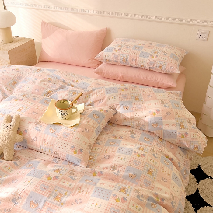 91家纺网 家纺一手货源 找家纺 DoDo 兜兜 2025新款全棉双层纱印花四件套（可定做尺寸） 萌宠乐园