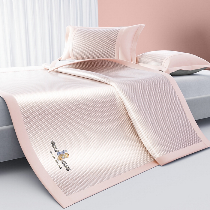 91家纺网 家纺一手货源 找家纺 阿牛席业 2025新款凉感PE冰藤凉席系列-纯逸 纯逸-粉（条席）