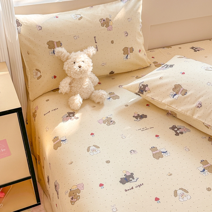 91家纺网 家纺一手货源 找家纺 吉象家纺 2025新款高支密全棉印花单品系列-单床单 小熊日记