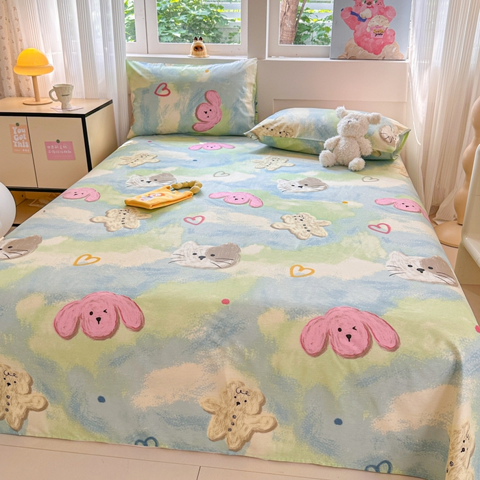 91家纺网 家纺一手货源 找家纺 吉象家纺 2025新款高支密全棉印花单品系列-单床单 蜡笔画