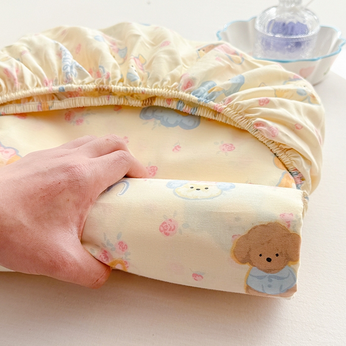 91家纺网 家纺一手货源 找家纺 吉象家纺 2025新款高支密全棉印花单品系列-单床笠 狗狗家族