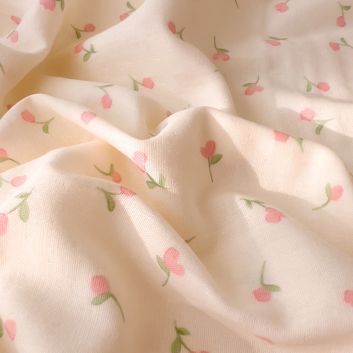 91家纺网 家纺一手货源 找家纺 DoDo 兜兜 2025新款全棉双层纱印花四件套（可定做尺寸） 朵朵小花