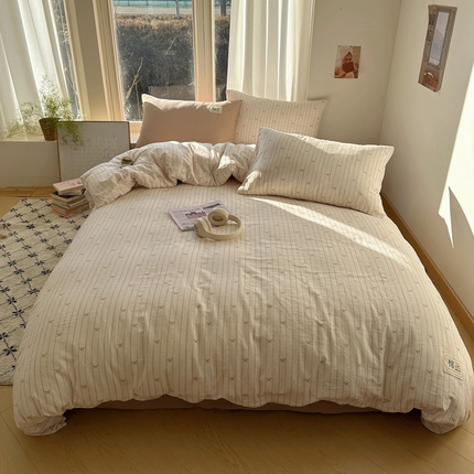 91家纺网 家纺一手货源 找家纺 （总）三朵家纺 2025新款全棉双层纱混搭四件套