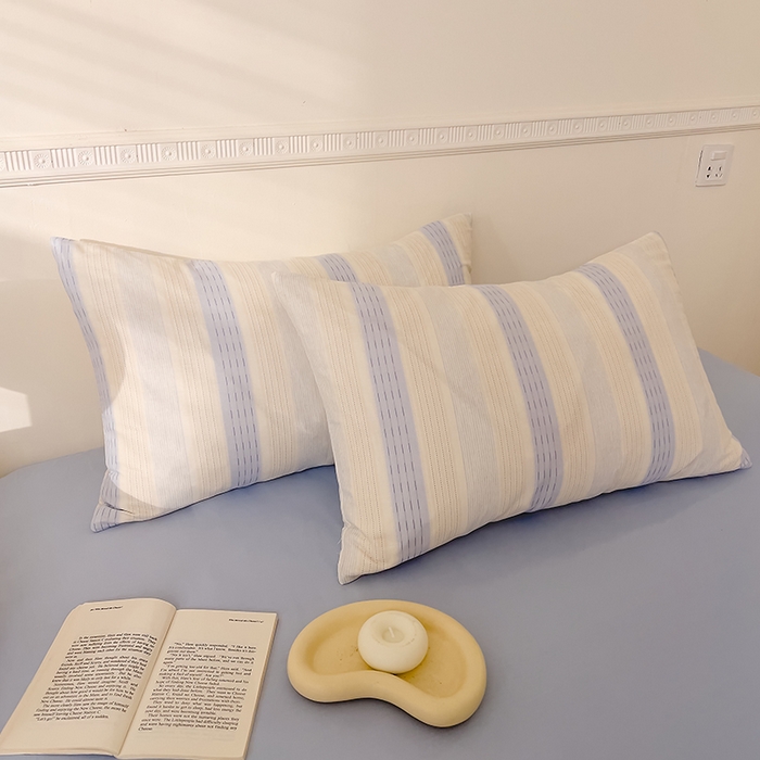 91家纺网 家纺一手货源 找家纺 DoDo 兜兜 2025新款全棉双层纱印花四件套（可定做尺寸） 律动-蓝