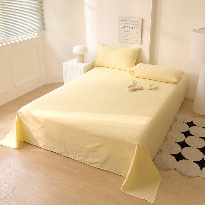 91家纺网 家纺一手货源 找家纺 DoDo 兜兜 2025新款全棉双层纱印花单床单（可定做尺寸） 奶油黄