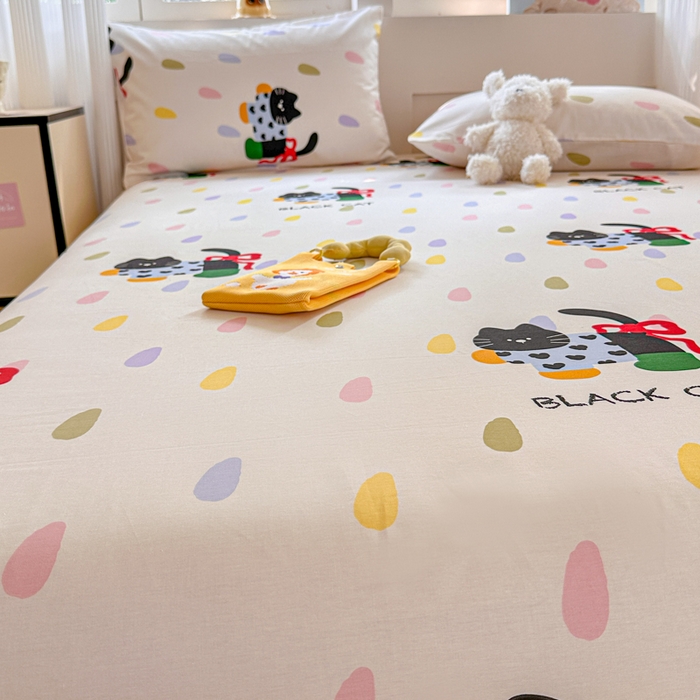 91家纺网 家纺一手货源 找家纺 吉象家纺 2025新款高支密全棉印花单品系列-单床单 靴子猫