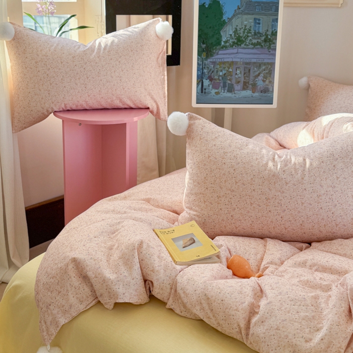 91家纺网 家纺一手货源 找家纺 金爱家 2025新款亲肤舒适纯棉双层纱四件套 双层纱-花未央