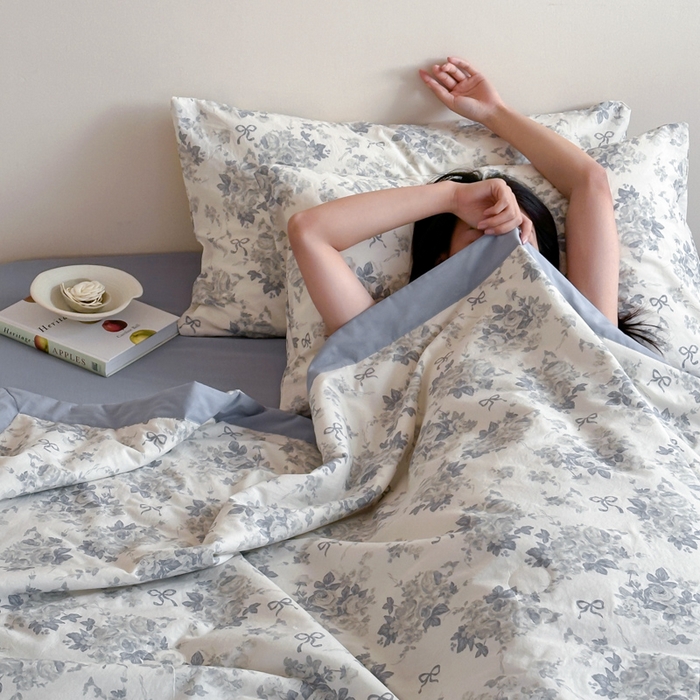 91家纺网 家纺一手货源 找家纺 大彩家居 2025新款全棉有氧水洗纱布夏被夏凉被 兰玫瑰