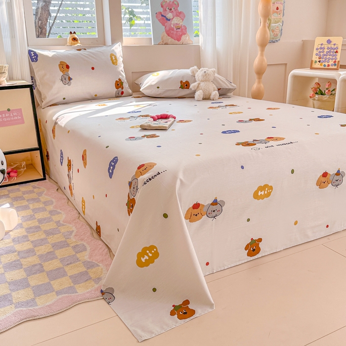 91家纺网 家纺一手货源 找家纺 吉象家纺 2025新款高支密全棉印花单品系列-单床单 快乐周末