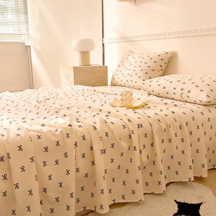 91家纺网 家纺一手货源 找家纺 （总）DoDo 兜兜 2025新款全棉双层纱印花单床单（可定做尺寸）
