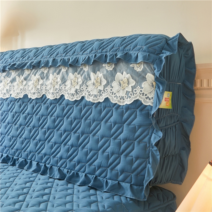 91家纺网 家纺一手货源 找家纺 （总）十个点家纺 2025新款千鸟格磨毛绗缝夹棉纯色花边床头罩