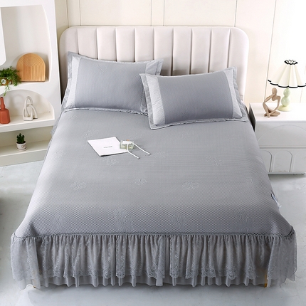 莱轩席业 2025新款A类加厚豆豆床裙款凉席 芬芳灰