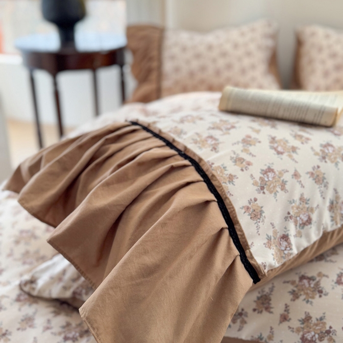 91家纺网 家纺一手货源 找家纺 沐慕 2025新款法式针织双层纱印花系列四件套 芳华