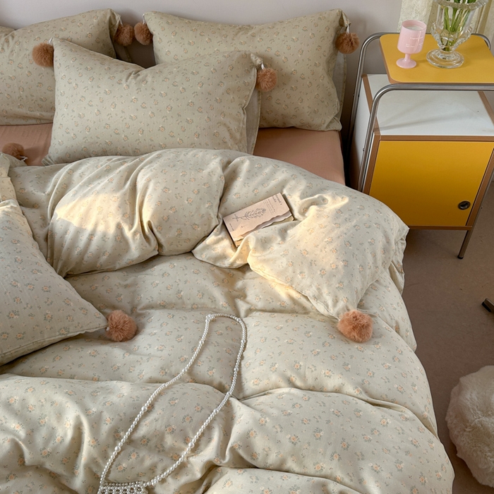 91家纺网 家纺一手货源 找家纺 金爱家 2025新款亲肤舒适纯棉双层纱四件套 双层纱-复古花园