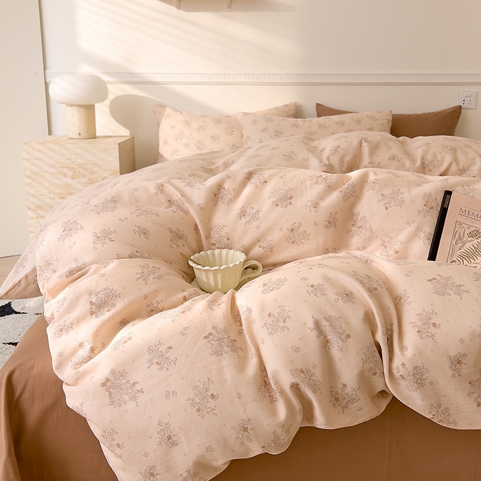 91家纺网 家纺一手货源 找家纺 DoDo 兜兜 2025新款全棉双层纱印花四件套（可定做尺寸） 慕白