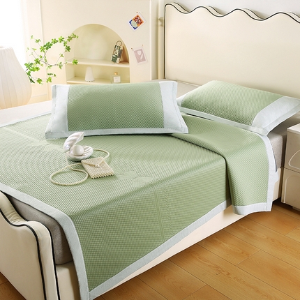 莱轩席业 2025新款A类450g冰豆豆凉席 蝴蝶结绿