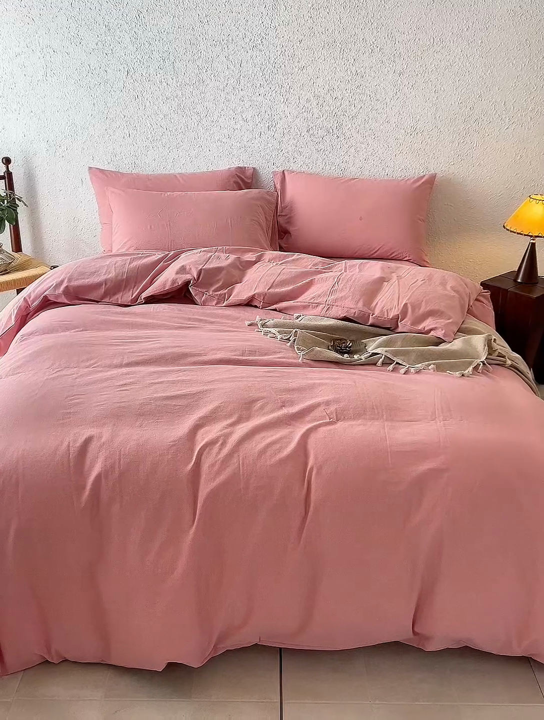 91家纺网 家纺一手货源 找家纺 （总）兰紫橙家纺 2025新款A类色织全棉水洗棉四件套