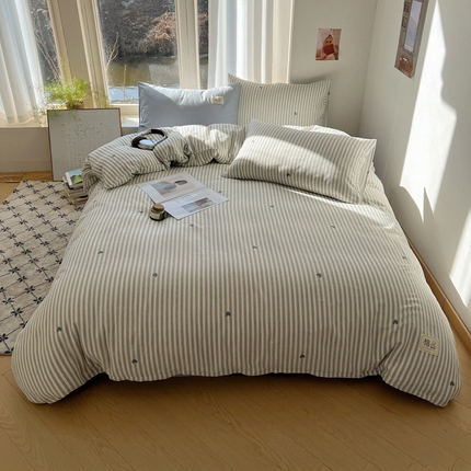 91家纺网 家纺一手货源 找家纺 （总）三朵家纺 2025新款全棉双层纱混搭四件套