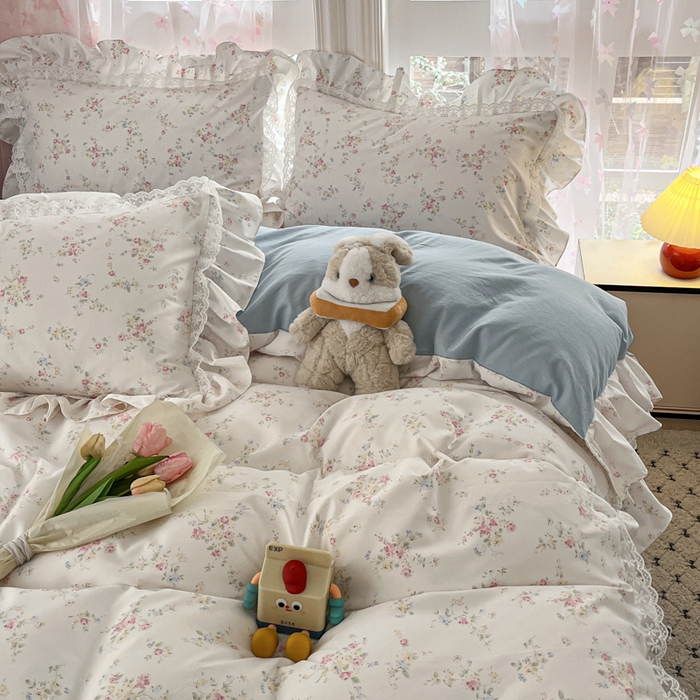 91家纺网 家纺一手货源 找家纺 喜梦缘家纺 2025A类公主风云柔棉工艺款四件套 淡彩花语