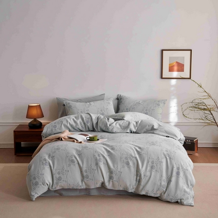 91家纺网 家纺一手货源 找家纺 （总）安莱生活 2025新款60s双层纱色织大提花枝上玫瑰四件套系列