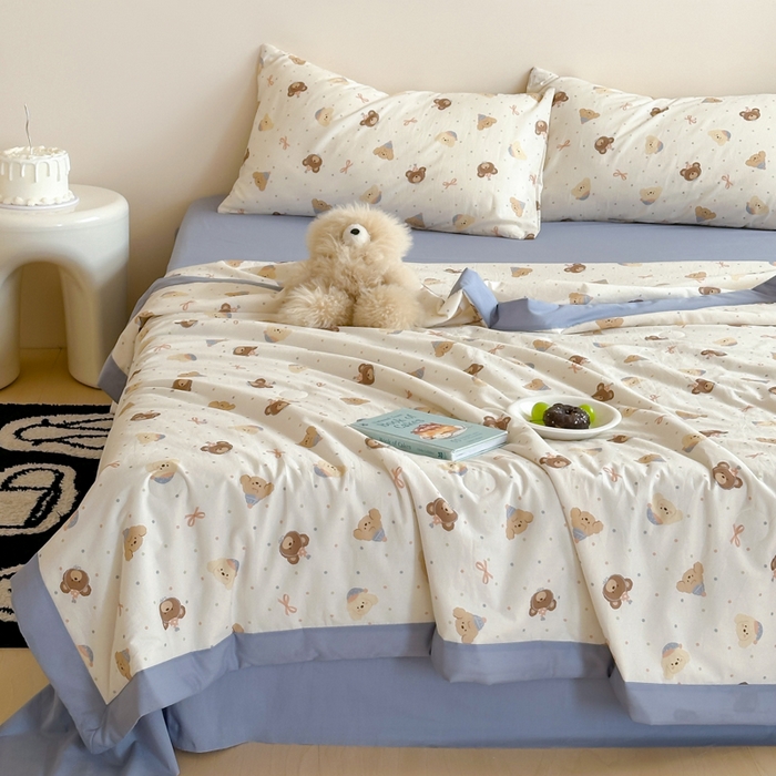 91家纺网 家纺一手货源 找家纺 大彩家居 2025新款全棉有氧水洗纱布夏被夏凉被 圣诞小熊