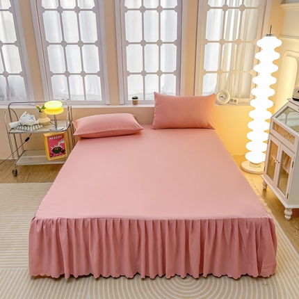 91家纺网 家纺一手货源 找家纺 （总）莎臣豹 2025水洗磨毛纯色单品床裙可配二三件套