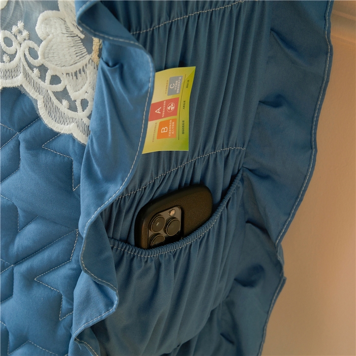 91家纺网 家纺一手货源 找家纺 （总）十个点家纺 2025新款千鸟格磨毛绗缝夹棉纯色花边床头罩